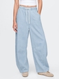 Mid Rise UltraSoft Denim Stripe Easy Horseshoe Jeans