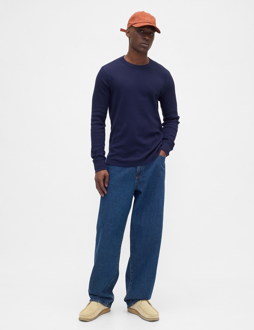 Waffle-Knit Crewneck T-Shirt