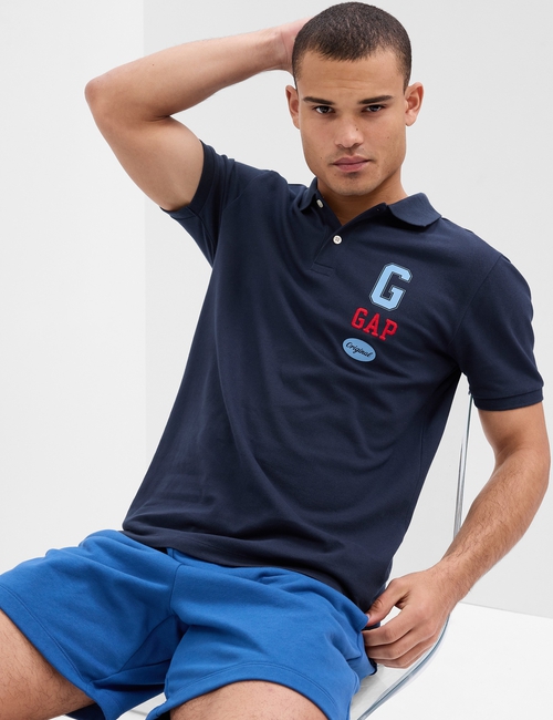 Gap Graphic Stretch Pique Polo Shirt
