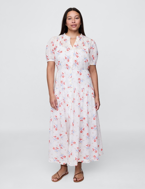 Gap × DÔEN Pintuck Floral Midi Dress