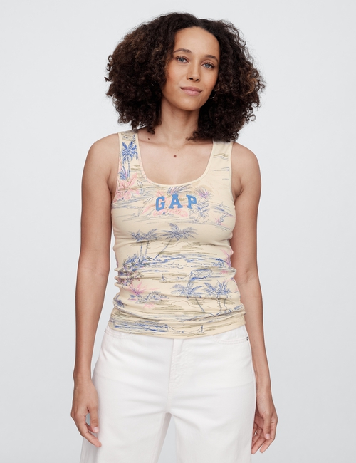 Ribbed Gap Logo Tank Top