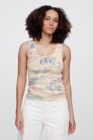 Ribbed Gap Logo Tank Top