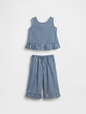 Baby & Toddler Gingham Denim Ruffle-Hem Outfit Set