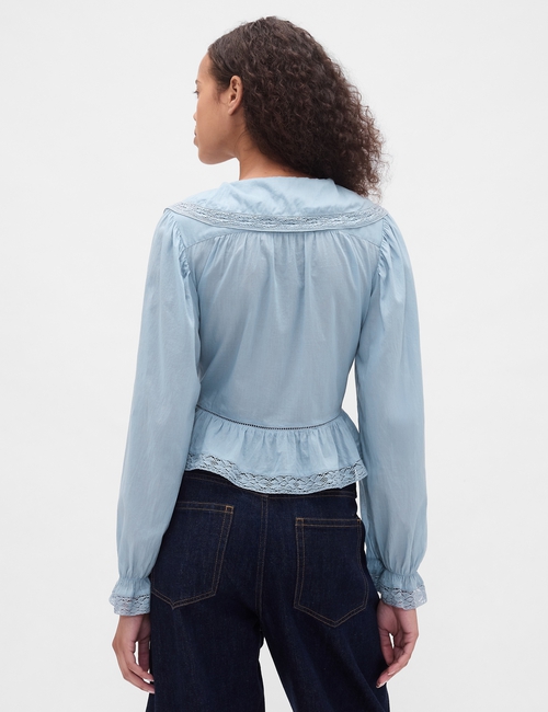 Collared V-Neck Peplum Top