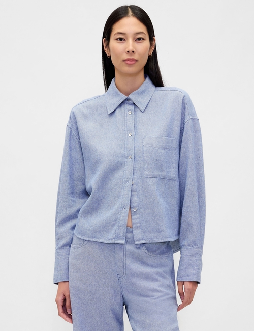 LS STRAIGHT HEM SHIRT - FAUNA TWILL