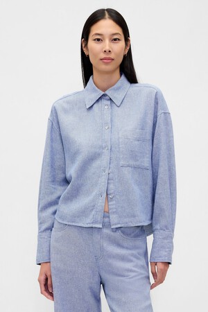 LS STRAIGHT HEM SHIRT - FAUNA TWILL