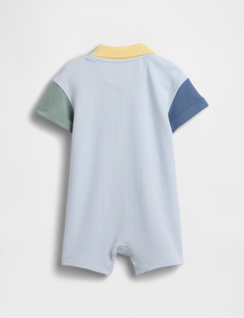 Baby Colorblock Pique Polo Shorty One-Piece