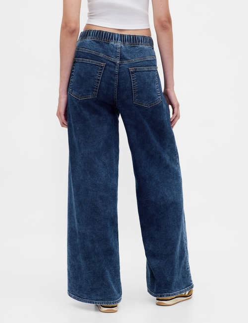 Mid Rise Knit Denim Baggy Jeans