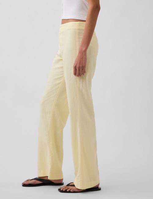 Low Rise Linen-Blend Flare Pants