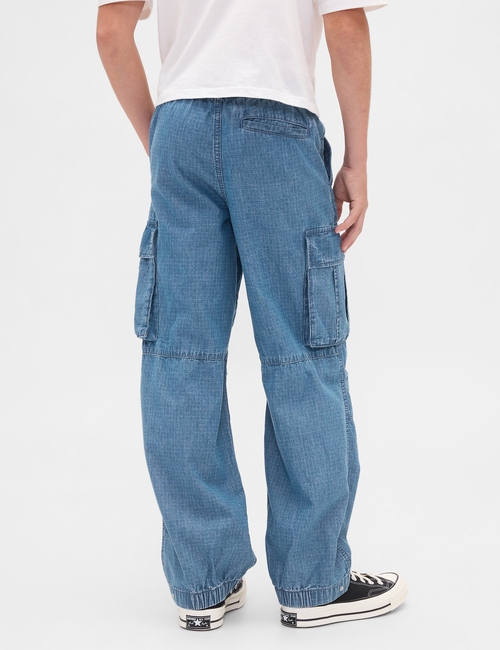 Kids Denim Baggy Cargo Joggers