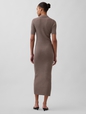 CashSoft Rib Collared Midi Cardigan Dress