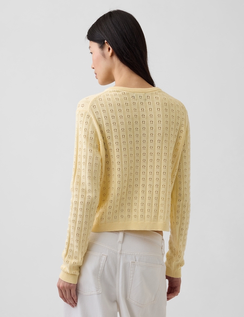 100% Cotton Pointelle Crop Cardigan