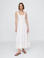 Linen-Blend Square-Neck Maxi Dress