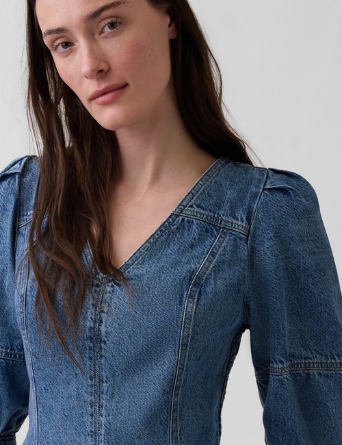 SS PUFF VNECK MINI DRESS - MED PEYTON