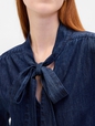 Denim Tie-Neck Shirt