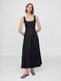 Linen-Blend Square-Neck Maxi Dress