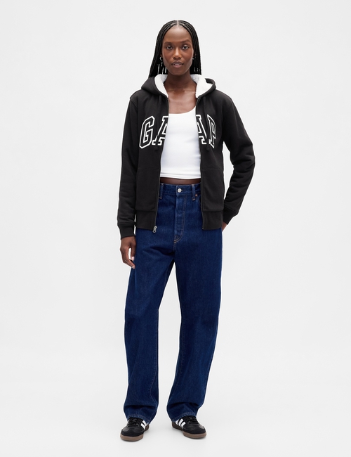 Relaxed Gap Logo Sherpa-Lined Zip Hoodie