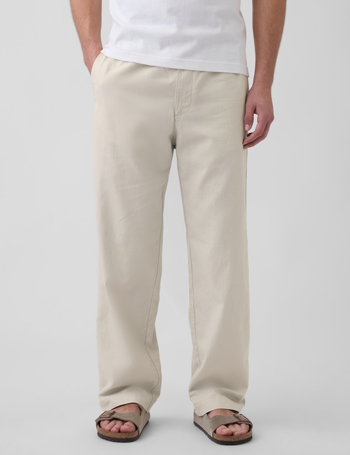 Linen-Cotton Relaxed Taper Pants