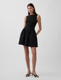 Mixed Media Drop-Waist Mini Dress