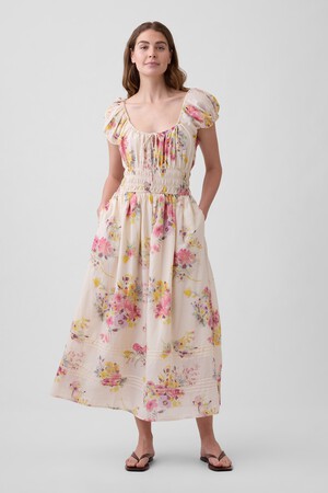 Floral Voile Smocked Maxi Dress