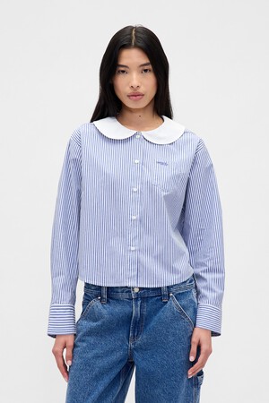 GAP X SL PETER PAN COLLAR CROPPED LS SHIRT
