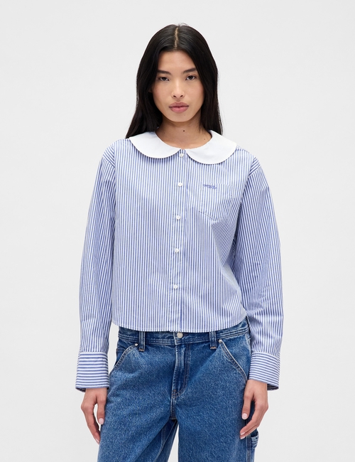 GAP X SL PETER PAN COLLAR CROPPED LS SHIRT