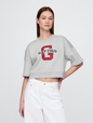 VintageSoft Cropped Elbow-Sleeve Sweatshirt
