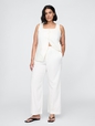 Linen-Blend Relaxed Straight Ankle Pants