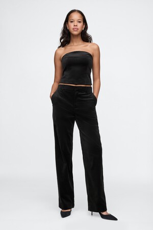 High Rise Velvet Straight Pants