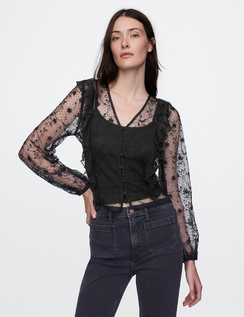Recycled Lace Ruffle Top