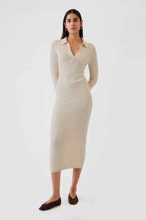 CashSoft Rib Midi Polo Sweater Dress