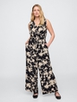 Smocked Wide-Leg V-Neck Jumpsuit