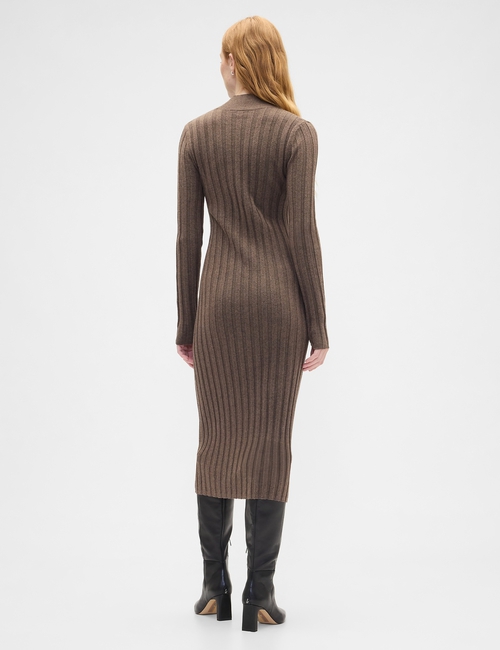 CashSoft Ribbed Mockneck Midi Dress
