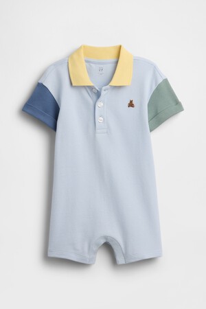 Baby Colorblock Pique Polo Shorty One-Piece