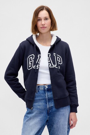 Relaxed Gap Logo Sherpa-Lined Zip Hoodie