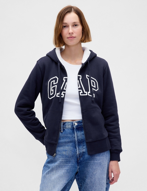 Relaxed Gap Logo Sherpa-Lined Zip Hoodie