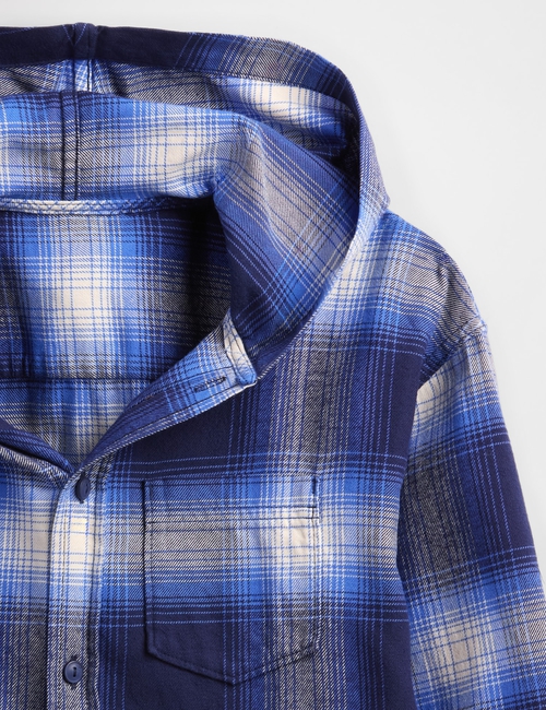 Kids Organic Cotton Hooded Flannel Shirt