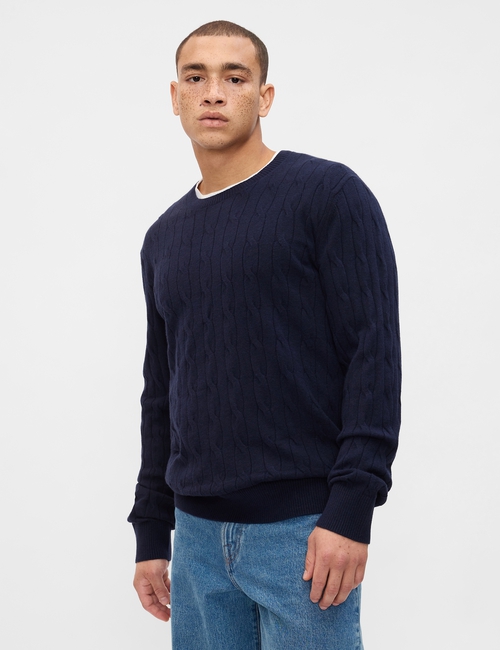 CashSoft Cable-Knit Crewneck Sweater