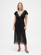SS VNECK LACE TRIM MAXI DRESS