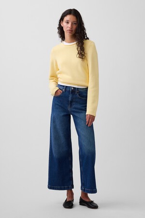High Rise Stride Wide-Leg Ankle Jeans