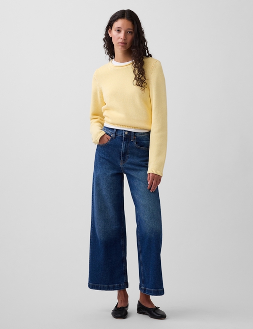 High Rise Stride Wide-Leg Ankle Jeans