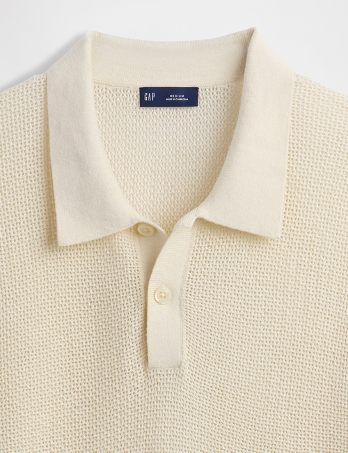 Textured Crochet Polo Shirt