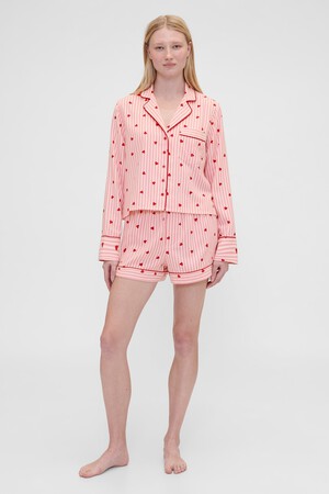 GAP X SUMMER FRIDAYS PRINTED FLANNEL PJ SHORT STRI