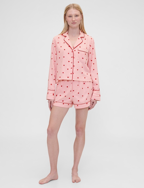 GAP X SUMMER FRIDAYS PRINTED FLANNEL PJ SHORT STRI