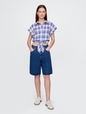 Linen-Blend Cropped Tie-Front Shirt