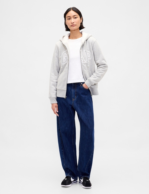 Relaxed Gap Logo Sherpa-Lined Zip Hoodie