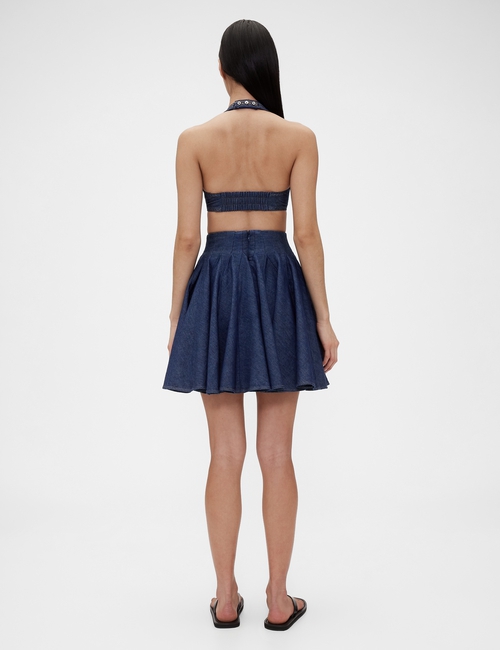 GapStudio Pleated Denim Mini Skirt
