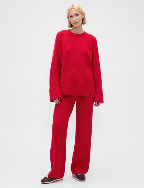 CashSoft Shaker-Stitch Sweater Pants