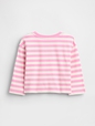LS STRIPE HEART PKT TEE