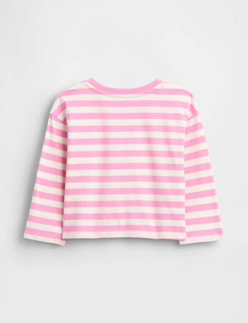 LS STRIPE HEART PKT TEE
